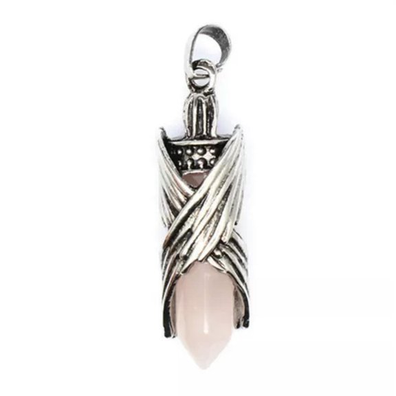 MATROOY Natural Gemstone Hexagonal Angel Wing Chakra Healing Pendant Bead Tibetan Silver-Aventurine