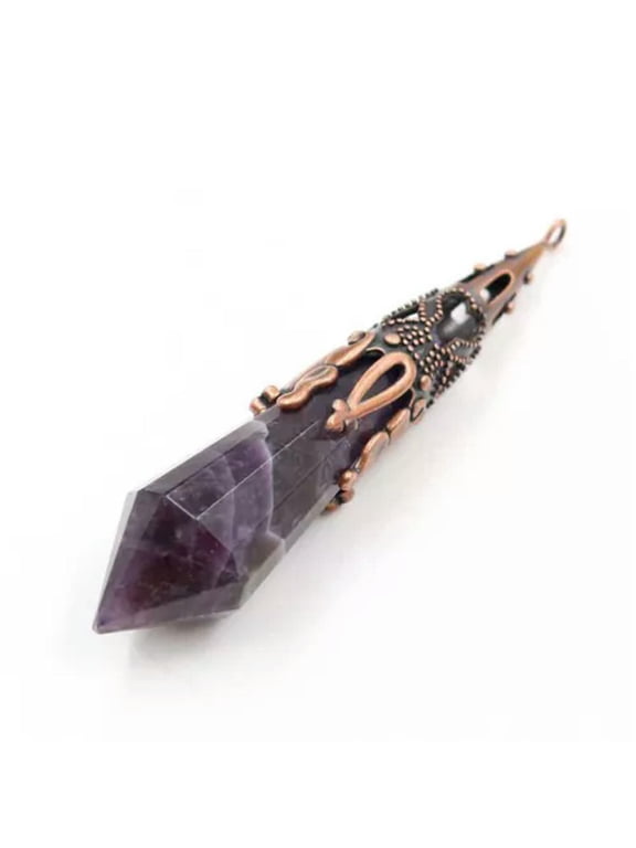 Natural Healing 7 Chakra Crystal Quartz Hexagon Pendulem Reiki Pendulum Pendant-Amethyst