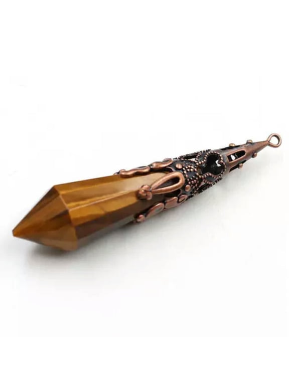 Natural Healing 7 Chakra Crystal Quartz Hexagon Pendulem Reiki Pendulum Pendant-Tiger's eye