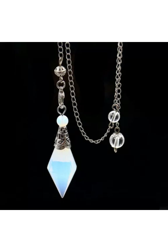 Natural Healing Crystal Quartz Stone Pendulum Rhombus Faceted Gemstone Pendant-Opalite