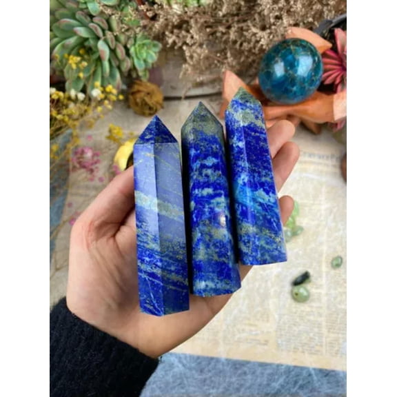 MATROOY Natural Healing Crystal Wands Obelisk Reiki Point Tower Home Car Office Decor-Lapis Lazuli