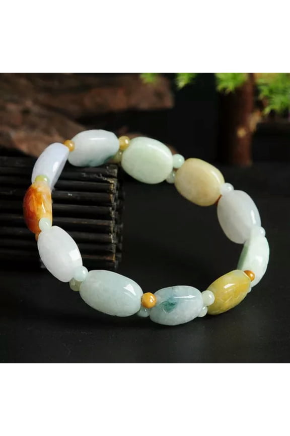 Natural Jade Jadeite Women Lucky Floating Turtle Shell Beaded Bracelet