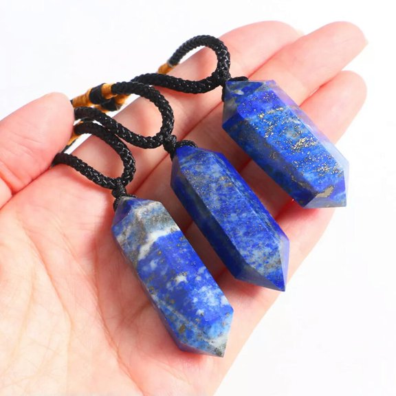 MATROOY Natural Lapis Lazuli Crystal Pendulum Pendant Necklace Chakra Gemstone Healing