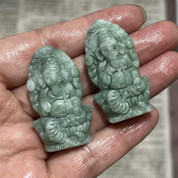 MATROOY Natural Lushan jade Carving "Ganesh" Skull Quartz Crystal Reiki Healing Gift 1PC