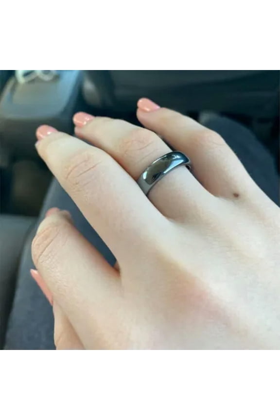 Natural Magnetic Hematite Ring Unisex Anxiety Relief Energy Jewel Size 6~12-US 10