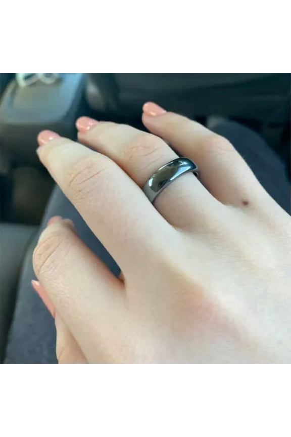 Natural Magnetic Hematite Ring Unisex Anxiety Relief Energy Jewel Size 6~12-US 8