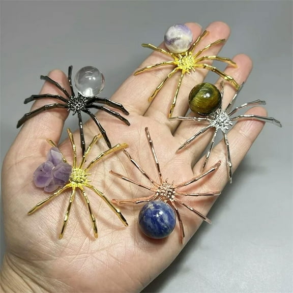 MATROOY Natural Mixed Spider Decor skull Quartz Crystal skull reiki healing Random 1PC