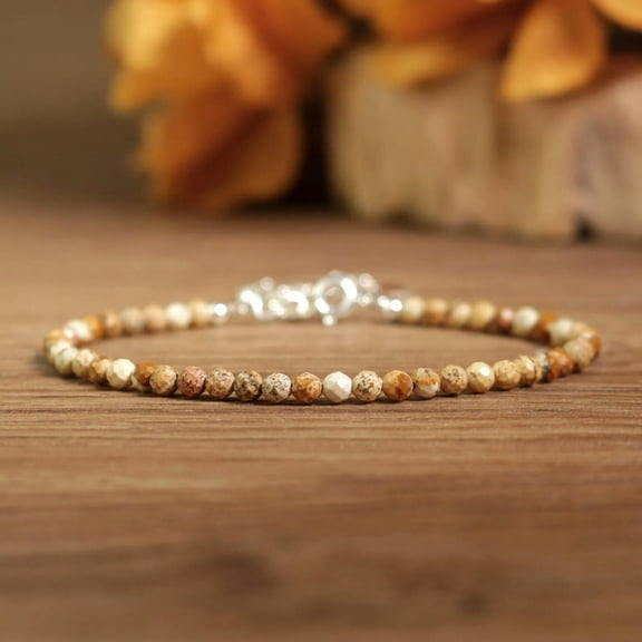 MATROOY Natural Picture Jasper Tiny Beads Women Men Healing Gemstone Bracelet Gifts