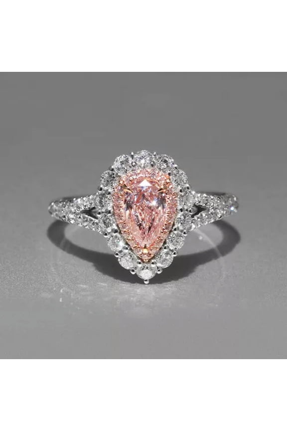 Natural Pink Crystal 925 Silver Rings Womens Wedding Engagement Ring-7