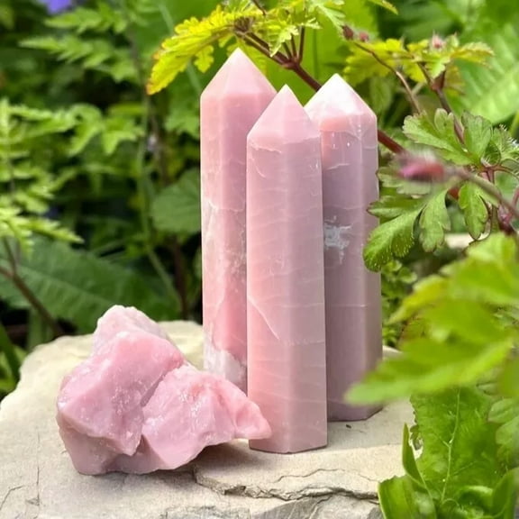MATROOY Natural Pink Opal Healing Crystal Tower Point Wand Reiki Meditation Obelisk Gift