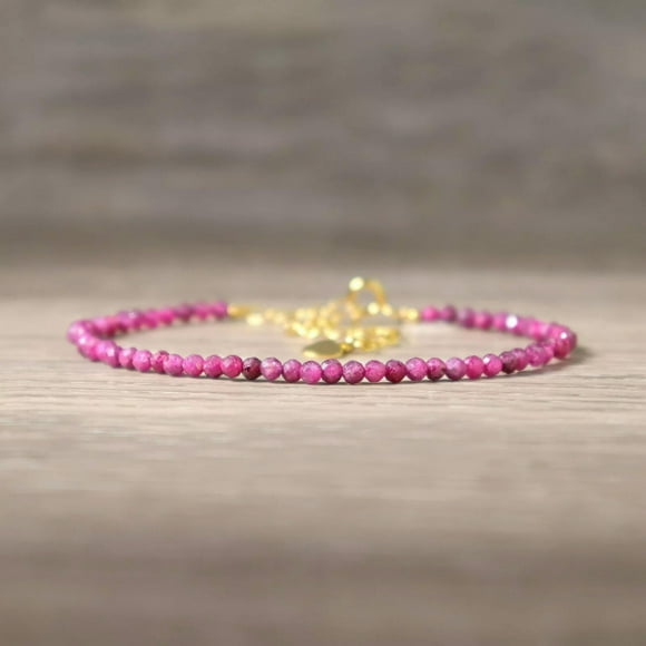 MATROOY Natural Pink Tourmaline 3mm Beaded Healing Reiki Crystal Gemstone Women Bracelet