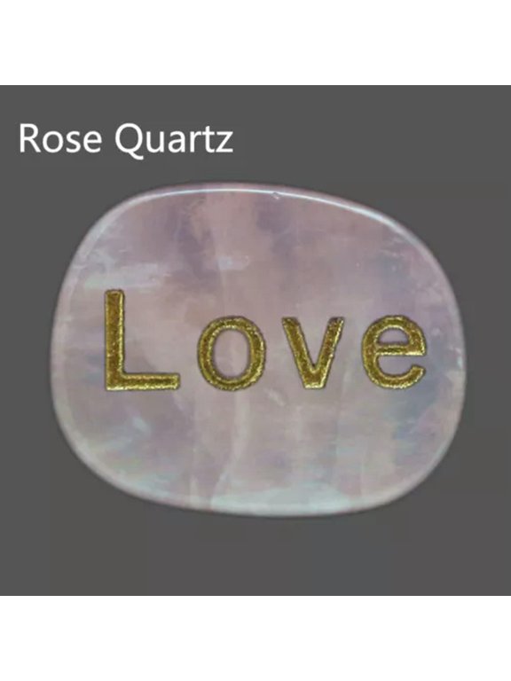 Natural Pocket Stone Engraved "Love" Lettering Inspirational Positive Word-Rose Quartz