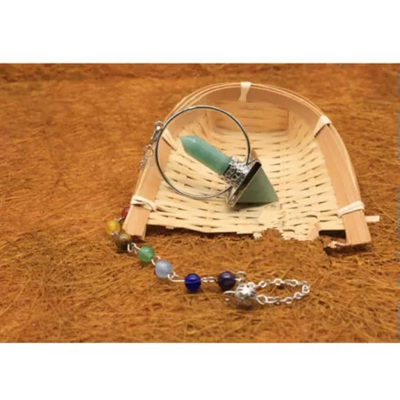 MATROOY Natural Quartz Crystal 7 Chakra Point Pendulum Healing Reiki Dowsing Divination-Aventurine