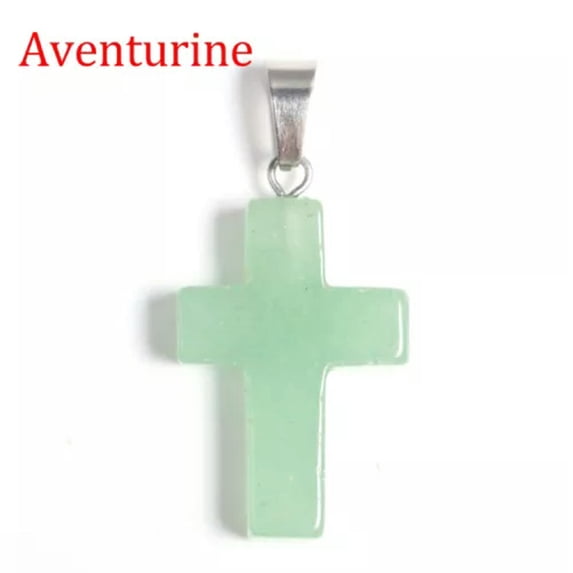 MATROOY Natural Quartz Crystal Cross Pendant Crucifix Shape Stone Jewelry making-Aventurine-10PCS