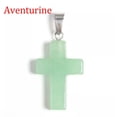 thumbnail image 1 of MATROOY Natural Quartz Crystal Cross Pendant Crucifix Shape Stone Jewelry making-Aventurine-1PC, 1 of 9
