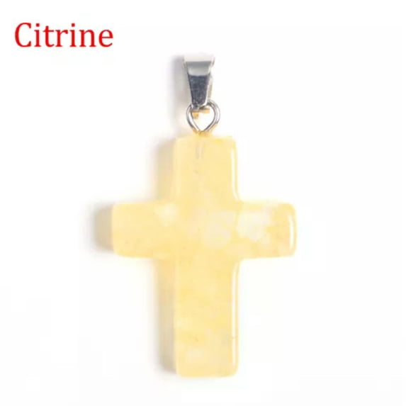 MATROOY Natural Quartz Crystal Cross Pendant Crucifix Shape Stone Jewelry making-Citrine-10PCS