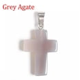 thumbnail image 1 of MATROOY Natural Quartz Crystal Cross Pendant Crucifix Shape Stone Jewelry making-Grey Agate-5PCS, 1 of 9
