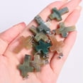 thumbnail image 1 of MATROOY Natural Quartz Crystal Cross Pendant Crucifix Shape Stone Jewelry making-Moss Agate-10PCS, 1 of 3