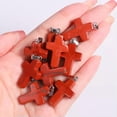 thumbnail image 1 of MATROOY Natural Quartz Crystal Cross Pendant Crucifix Shape Stone Jewelry making-Red Jasper-5PCS, 1 of 4
