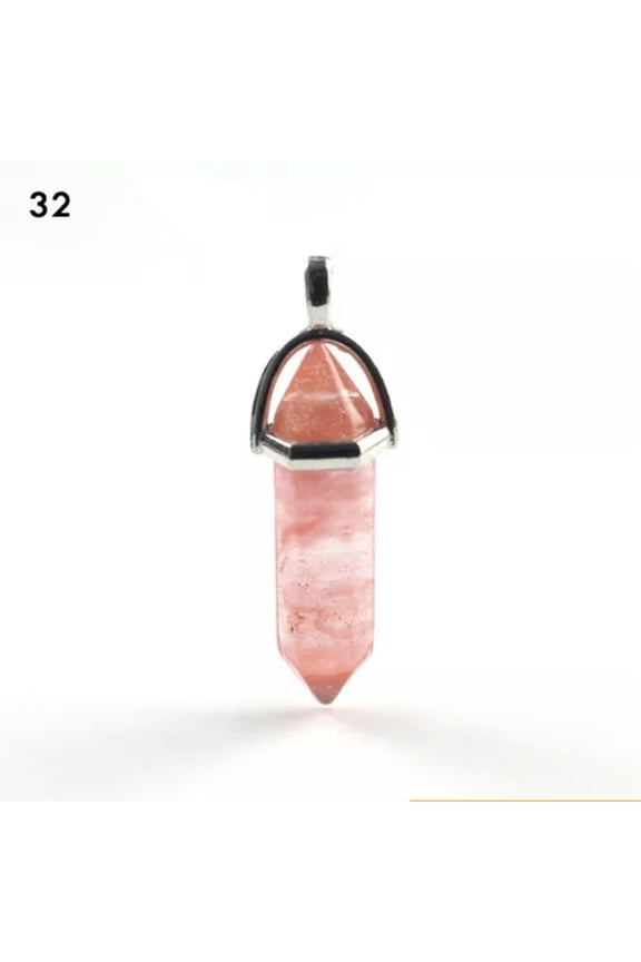 Natural Quartz Crystal Healing Stone Chakra Cut Gemstone Pendant Reiki Necklace➳-32