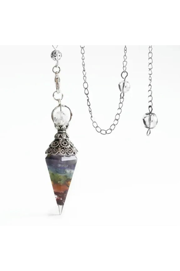 Natural Quartz Crystal Pendulum Healing Chips Stone Reiki Chakra Chain Pendant-Chakra