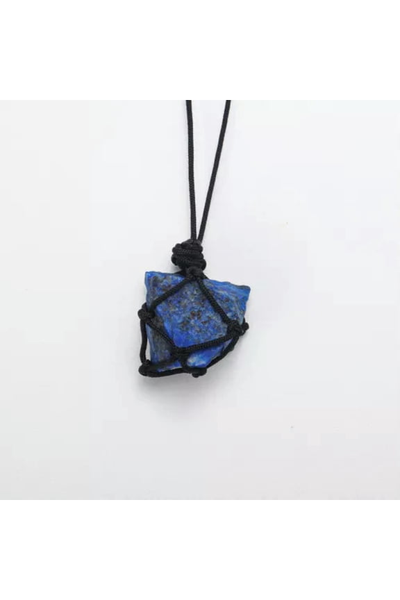 Natural Quartz Crystal Raw Stone Wrap Braid Chakra Healing Reiki Necklace-Lapis Lazuli