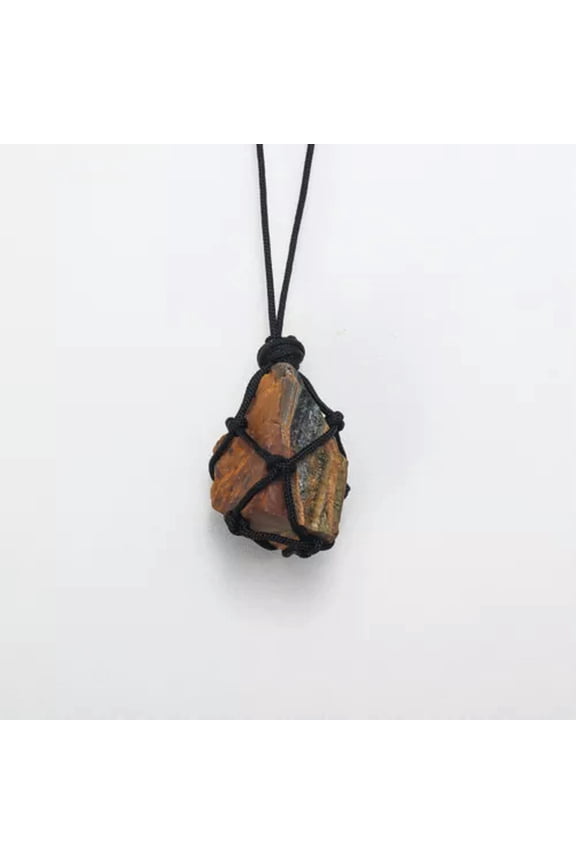 Natural Quartz Crystal Raw Stone Wrap Braid Chakra Healing Reiki Necklace-Tiger's Eye