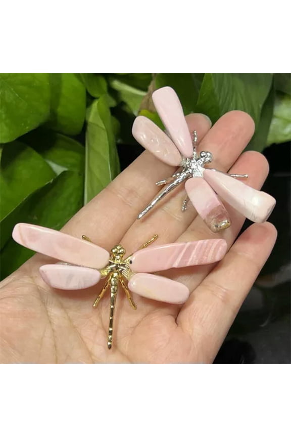 Natural Quartz Dragonfly skull Quartz Crystal Hand DIY Skull Reiki Healing Gift-10PCS-Pink opal