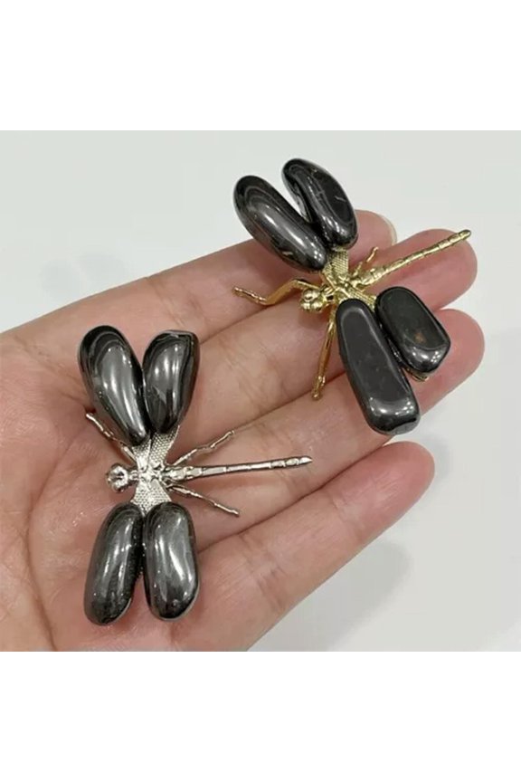 Natural Quartz Dragonfly skull Quartz Crystal Hand DIY Skull Reiki Healing Gift-5PCS-Hematite
