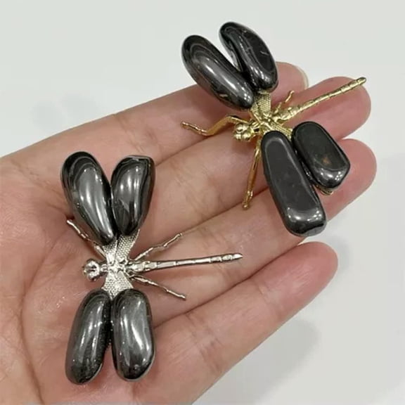 MATROOY Natural Quartz Dragonfly skull Quartz Crystal Hand DIY Skull Reiki Healing Gift-5PCS-Hematite