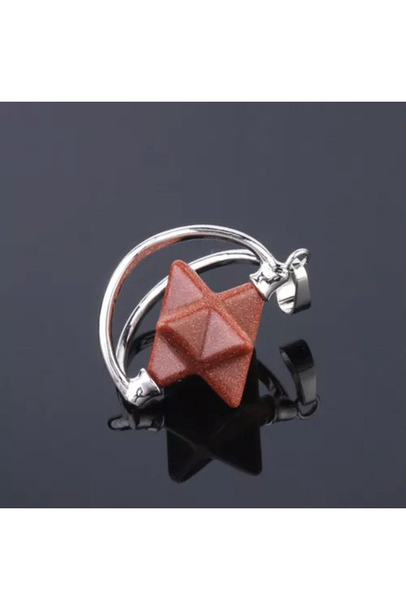 Natural Quartz Stone Pendant Gemstone Merkaba Star 7 Chakra Stone Charm-Gold Sandstone