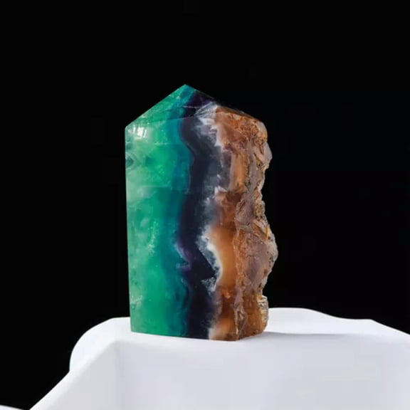 MATROOY Natural Rainbow Fluorite Quartz Crystal Polished Slice/Slab Display Healing-300-400g