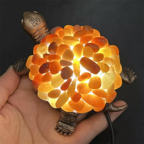 MATROOY Natural Red Aventurine Crushed stone Sea Turtle Quartz Crystal USB Night lamp1PC