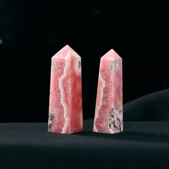 MATROOY Natural Rhodochrosite Stalactite Quartz Obelisk Crystal Quadrangular Wand Point-70~100g