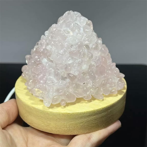 MATROOY Natural Rose quartz Crushed stone pyramid Quartz Crystal USB Night lamp Gift 1PC