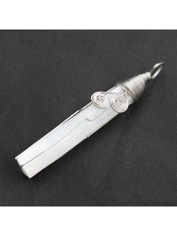 Natural Selenite Stone Healing Crystal Quartz Chakra Energy Wire Wrapped Pendant-A