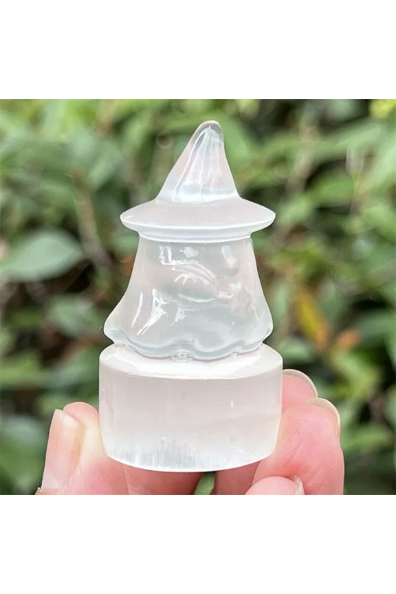 Natural Selenite Wizard skull Quartz Crystal Gift Skull Figurines Healing 1PC
