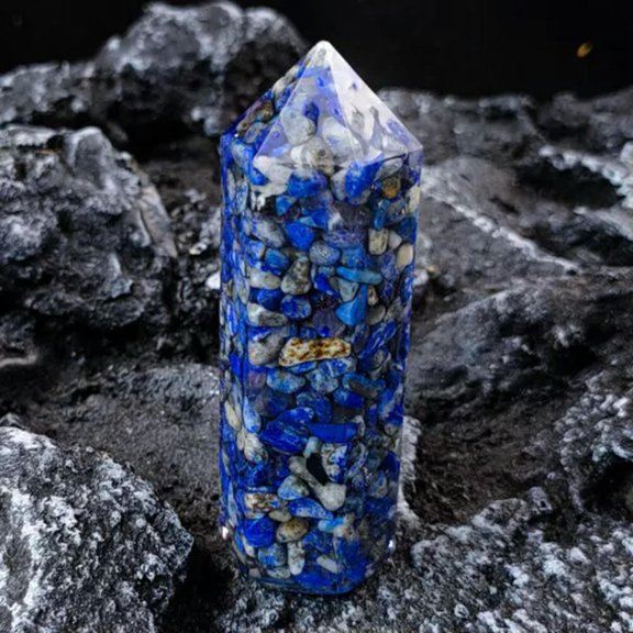 MATROOY Natural Seven Chakras Crystal Hexagonal Column Crystal Point Mineral Ornament-Lapis lazuli
