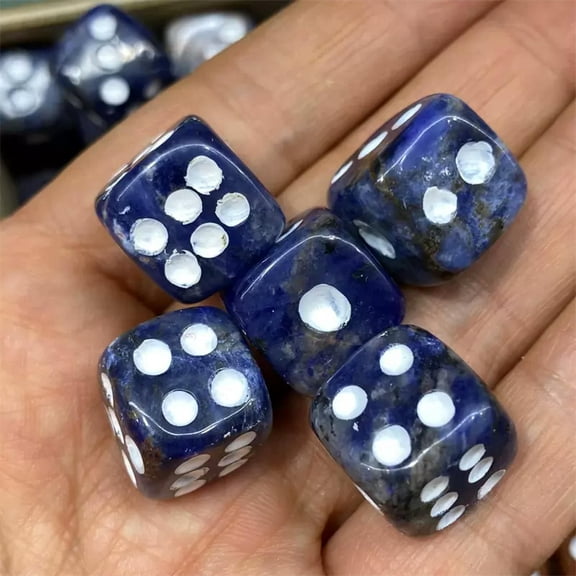 MATROOY Natural Sodalite Hand Carved Dice Quartz Crystal Reiki Healing gift 2PCS