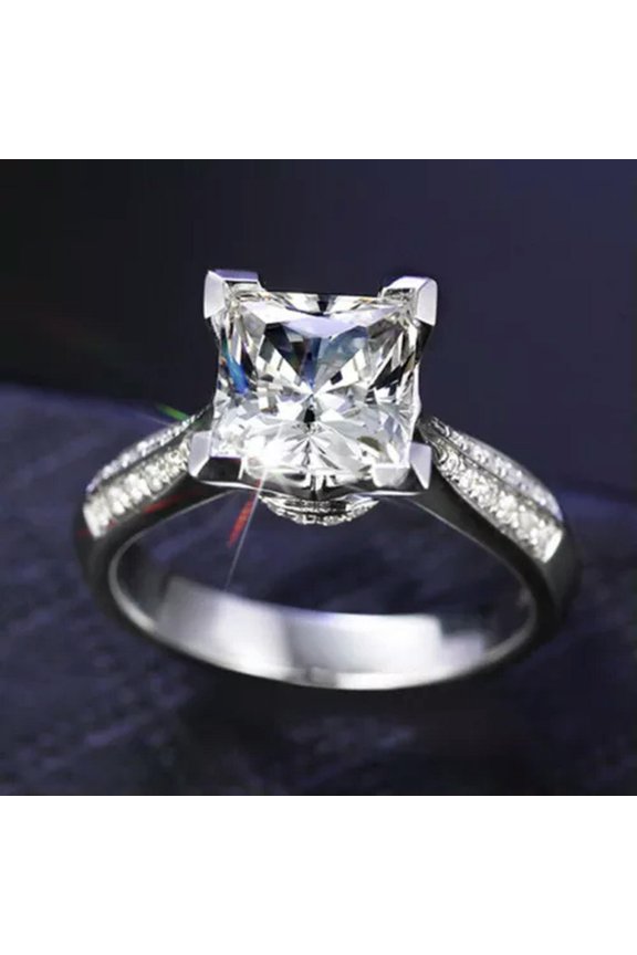 Natural Square Zircon 925 Sterling Silver Rings Womens Mens Wedding Silver Rings-6