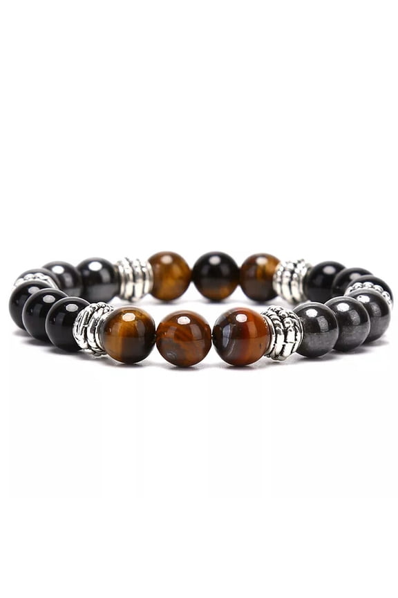 Natural Stone Bead Bracelet Tiger Eye Magic Hematite Obsidian Bangle Wo