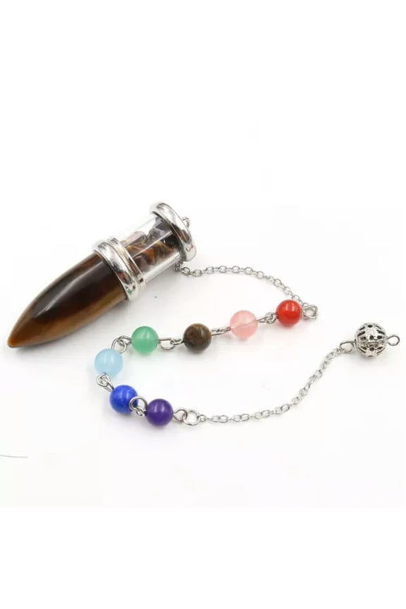 Natural Stone Chakra Pendulum Pendant Energy Power Reiki Healing Amulet-Tiger's eye