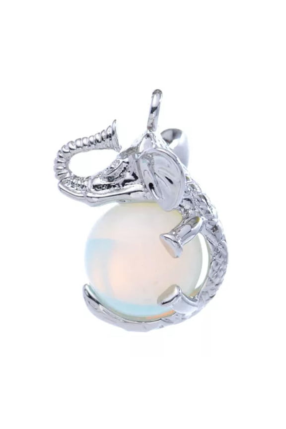Natural Stone Crystal Sphere Elephant Chakra Pendant Charms Reiki Healing Amulet-Opal