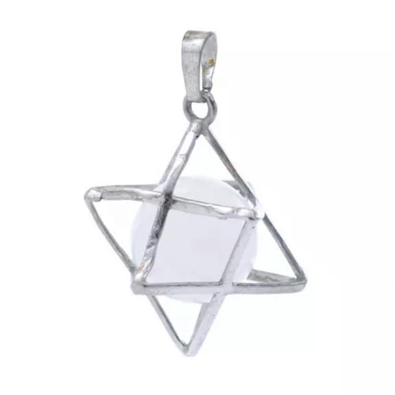 MATROOY Natural Stone Quartz Crystal Sphere Chakra Merkaba Star Reiki Healing Amulet-Clear Quartz