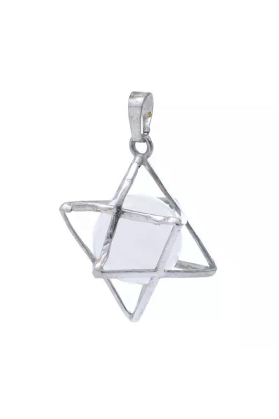 Natural Stone Quartz Crystal Sphere Chakra Merkaba Star Reiki Healing Amulet-Clear Quartz