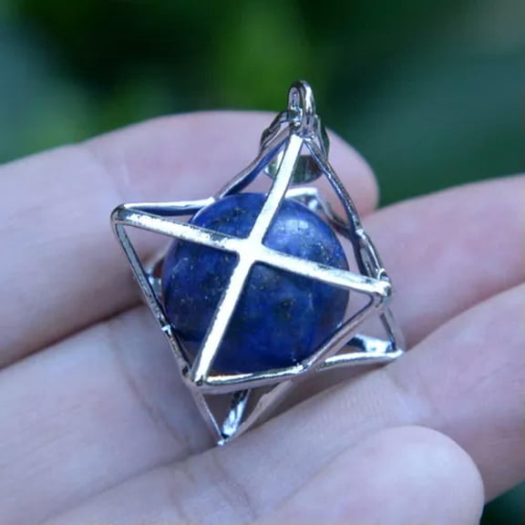 MATROOY Natural Stone Quartz Crystal Sphere Chakra Merkaba Star Reiki Healing Amulet-Lapis Lazuli