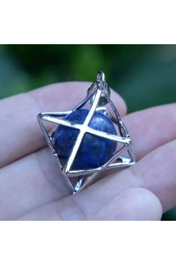 Natural Stone Quartz Crystal Sphere Chakra Merkaba Star Reiki Healing Amulet-Lapis Lazuli