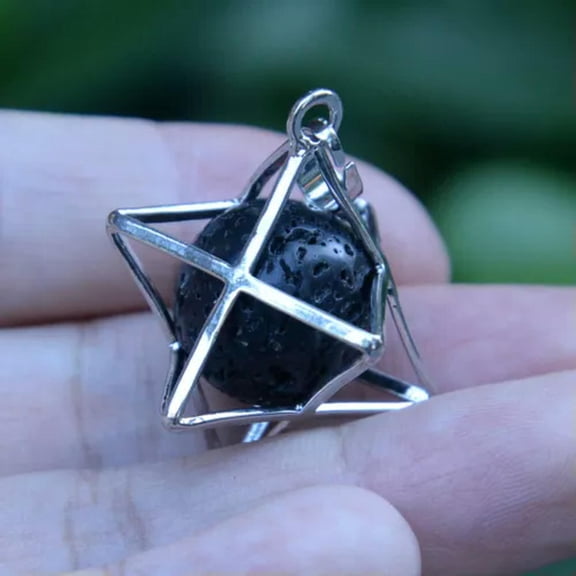 MATROOY Natural Stone Quartz Crystal Sphere Chakra Merkaba Star Reiki Healing Amulet-Lava Stone