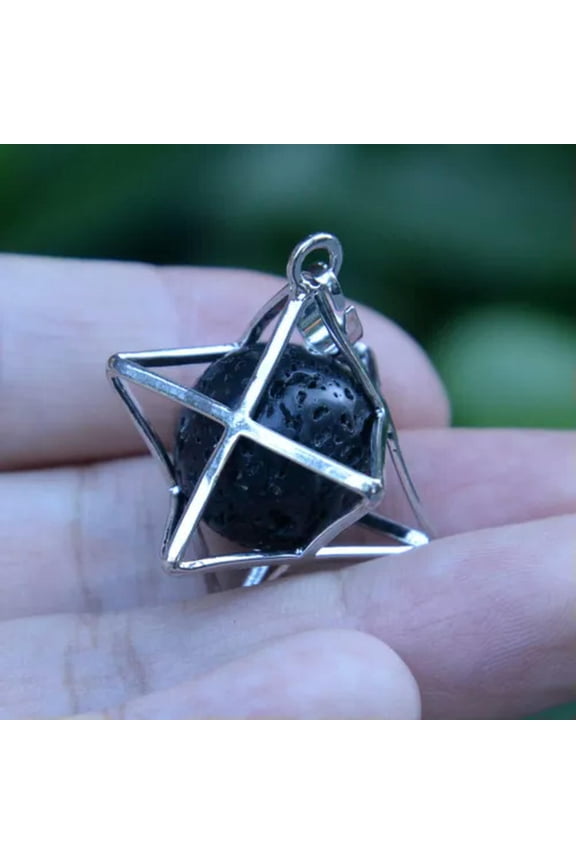 Natural Stone Quartz Crystal Sphere Chakra Merkaba Star Reiki Healing Amulet-Lava Stone