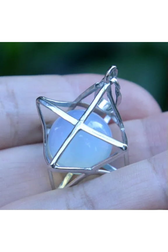 Natural Stone Quartz Crystal Sphere Chakra Merkaba Star Reiki Healing Amulet-Opal
